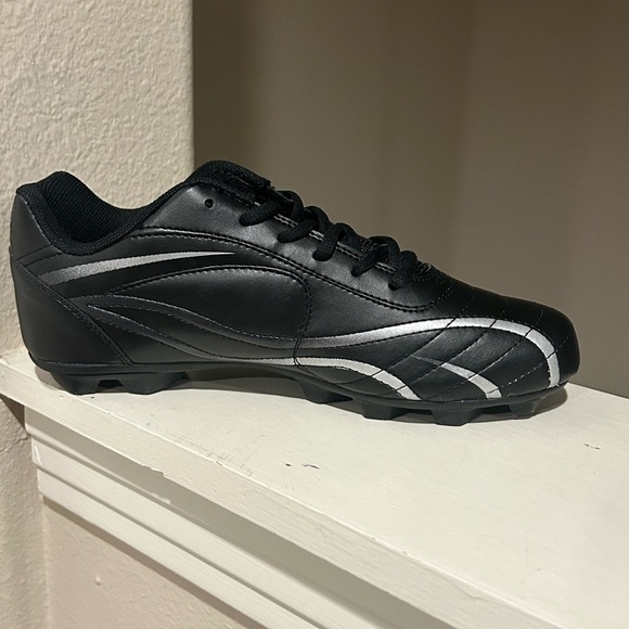 Boys Athletic Cleats STARTER Multi Purpose Sport BLACK Dual Silver Stripe SZ 6.5 - Picture 5 of 10